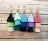 Handmade Colorful Boho Pom Tassel Bag Charm Key Chains Fashion Jewerly Keychains Key Ring 10 colors