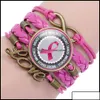 Bracelets de charme jóias novas fitas de fita câncer de mama consciência para mulheres fé esperança cura acredita na moda de pulseira em bdehome otozr