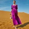 Sukienki swobodne Eleganckie kobiety z krótkim rękawem wieczór kaftan muzułmańska długa szata Abaya Dubai Turkey Sukienka arabska islamska odzież femme