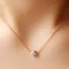 Single Diamond Stone Pendants Necklace Designer Gold Plated Clavicle Chain Women Gift Jewelry