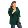 Femmes tricots grande taille Cardigan femmes 2022 automne hiver trois quarts manches pull en tricot avec ceinture femme ample surdimensionné pull veste