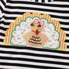 Clothing Sets 2Pcs Kids Suit Set Striped Round Neck Long Sleeve Turkey T-Shirt And Floral Print Suspender Skirt White