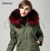 Vin de fourrure pour femmes rouge chaud hiver élégant collier mince doublure Mme Furs parka plus taille femme '