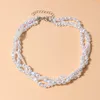 Choker ręcznie robiony splot Nieregularny naszyjnik z łańcucha perłowym dla kobiet akcesoria weselne biżuteria imprezowa boho śliniak kołnierz