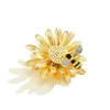 Brooches Pin Daisy Flower Bee Gold Pink Color Rhinestone For Women Brooch Clothing Accessories Gift 40mm X 1 Piece