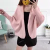 Women's Knits Cardigan Women Hooded Sweater Batwing Sleeve Shawl Jacket Ladies Knitted Cape Autumn Winter Female Short Cloak Knitwear Coat