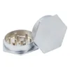 Silver Hexagon Rainbow 2 Layer Rökning Grinder Metal Crusher Tobacco Herb Miller Grinders Water Pipe Factory Partihandel Röktillbehör