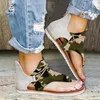 Sandaler sagor skor för kvinnor 2022 damer mjuk läder casual kamouflage flip flops romerska bekväma dragkedja chaussure femme