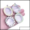 H￤nge halsband Rainbow Heart Round Glass Memory Po Twist Relicario Floating Charms Lock Bdehome Otdwu