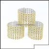 Napkin Rings Plastic El Wedding /Chair Sash Diamond Mesh Wrap For Party Decoration Gold/Sier Drop Delivery 2021 Tab Othgg