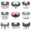 Girocollo punk gotico stile vintage gemma decorazione donna perline nere collana collare gioielli chocker