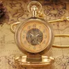 懐中時計エルクパターンメカニカルセルフワインディングアンティークウォッチラグジュアリーゴールドカッパーダブルレトロ自動時計
