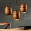 Lâmpadas pendentes Creative Country Wooden Barrel Lights Kitchen Hanglamps