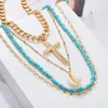 Choker Multi Layer Böhmen Quaste Shell Rocailles Strang Halskette Frauen Kurze Perlen Gold Kreuz Schmuck Geschenk