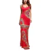 Casual Dresses Women Boho Floral Sleeveless Dashiki Maxi Long African Evening Cocktail Dress Elegant Button Ruched Bandage Shirt Spring