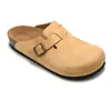 Boston Sandals Designer Tofflor Oljad läderväska Huvud Pull Cork Mocka Höst Vinter Loafers Skor Klassisk Solbrunt Brun Svart Mode Lyx Träskor Tofflor 36-45