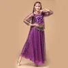 Traje de traje de dança de barriga de pica -tenta de vestido de barriga de barriga feminino de Bollywood Chapela de véu de cinto superior