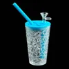 Vattenrör bong dryck kopp olje rigg glas ört bubblare silikon färgglada rör återvinnare vattenpipa moq 1 bit