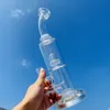 Unique glass bong hookah 13 inch scientific double crown perc glass water pipes cool dab rigs