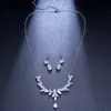 Conjuntos de jóias de colar de cristal requintados para femininos acessórios para festas de casamento feminino Brincos cúbicos Brincos do garanhão