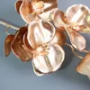 Simulación de flores decorativas Phalaenopsis Decoración de la casa de la casa de la casa de oro Bouquet hueco falso