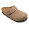 Boston Sandals Designer Tofflor Oljad läderväska Huvud Pull Cork Mocka Höst Vinter Loafers Skor Klassisk Solbrunt Brun Svart Mode Lyx Träskor Tofflor 36-45