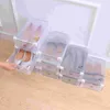 Kleidung Lagerung 10PCS Kunststoff Kiste Klar Schublade Schuh Boxen Stapelbar Faltbare Schuhe Fall Hause Kleiderschrank Verdicken Schuhkarton