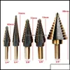 بتات الحفر 5pcs/مجموعة HSS Cobalt Mtiple Hole 50 Sege STEP STEP STEN