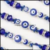 Charm Bracelets Couples Women 12Pcs/Sets Blue Turkish Evil Eye Charms Crystal Bead Adjustable Rope C Bdehome Otjky