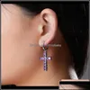 Knot Drop Delivery 2021 Luxury Designer Jewelry Women Earrings Hip Hop Jewlery Men Earings Iced Out Diamond Cross Hoop eller Bdehome OTK0T