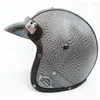 Caschi da moto Casco retrò Vintage Half 3/4 Personalità in pelle Pedale Veicolo elettrico Motocross Moto Accessori B