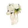 Decorative Flowers Artificial Bouquet Crystal Silk Roses Fake For Valentine's Day Romantic Wedding Bridal Hand Decoration