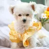 Hundkläder gul hållbar valpplädda toppar Easy Cleaning Pet Shirt Bowknot Design för fest