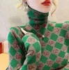 Pulls pour femmes Designer Pattern Knit Turtleneck pour Pull Fashion Slim Fit Pulls Jumper Tops Marque Vêtements