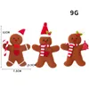 Décorations de Noël Ornements Peluche Bonhomme de pain d'épice pour la décoration de la maison Fournitures de fête de vacances Sac à dos Sangle Jouets pour enfants 3pc