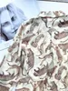 2022 otoño nueva blusa de seda con estampado de leopardo estilo francés manga larga solapa cuello 100% botones Soie camisa de un solo pecho 22TO05M