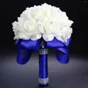 Decorative Flowers Artificial Wedding Bride Bouquet Beautiful Romantic Handheld Bridesmaid Flower With Ribbon