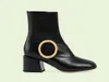 حذاء نسائي ماركة Luxurys أسود مكتنزة حذاء مارتن حذاء بإبزيم جلد ماسي في الهواء الطلق شتاء موضة مضاد للانزلاق مقاوم للاهتراء 35-42