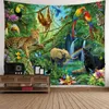 Tapestries Custom Wall Hanging Tapestry Animal Paradise Cartoon Forest For Bedroom Living Room Dorm Boho Decor Dropship