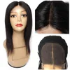 Kisshair 4x4 spets peruk svart färg rak mänskliga hår peruker 150% densitet remy brasiliansk mellersta del front