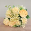 Decorative Flowers Simulation Silk Mixed Bouquet Artificial Rose Peony Dandelion Hydrangea Wedding Home Garden Decor Flower Arrangement