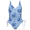 Costumi da bagno da donna Costume da bagno intero sexy 2022 Costume da bagno da donna con stampa floreale Tuta senza schienale Fasciatura Abbigliamento da spiaggia femminile retrò