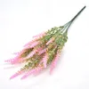 장식용 꽃 낭만적 인 프로방스 홈 파티 장식을위한 녹색 잎을 가진 인공 꽃 보라색 라벤더 부케 25 머리/꽃다발