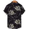Men's Casual Shirts Gold Chain Men's Hawaiian Shirt Fashion Button Print Beach Short-sleeved Quick-drying Top S-5XL