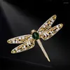 Broches de luxe en Zircon libellule en strass pour hommes, Broche de costume Vintage en cristal d'insecte pour femmes, accessoires bijoux