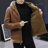 Plus Size Jacket Men Winter Fur Lined Thicken Hooded Jacket Wool Warm Jackets Vintage Style Street Fashion Clothing Mens