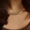 초커 빈티지 골드 실버 컬러 목걸이 밀 귀 레트로 직조 전체 크리스탈 여성을위한 짧은 소녀 Collares 쥬얼리