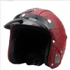 Caschi da moto Casco retrò Vintage Half 3/4 Personalità in pelle Pedale Veicolo elettrico Motocross Moto Accessori B