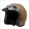 Caschi da moto Casco retrò Vintage Half 3/4 Personalità in pelle Pedale Veicolo elettrico Motocross Moto Accessori B