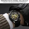 リストウォッチファッションメン防水ラミナスハンドオートマティックウォッチWlisth Men's Skeleton Leather Mechanical Watches MontreHomme Man Clock